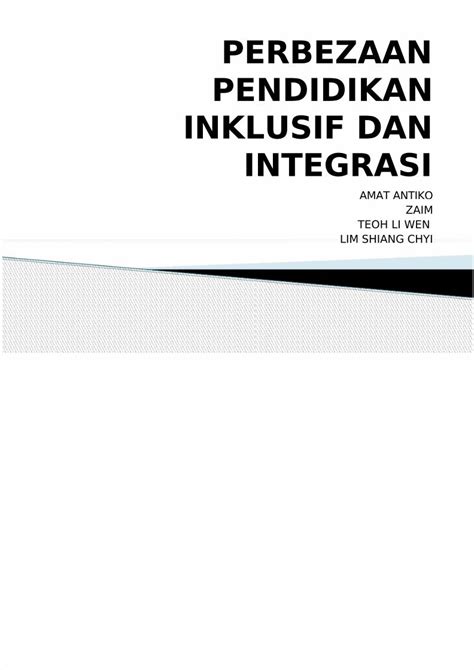 Pdf Perbezaan Pendidikan Inklusif Dan Integrasi Dokumen Tips