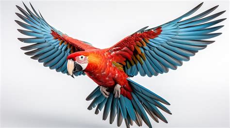 Premium AI Image | Scarlet Macaw Flying Isolated On White Background