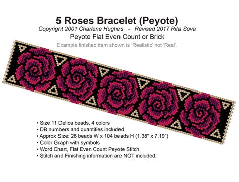 5 Roses Bracelet Peyote Bead Patterns