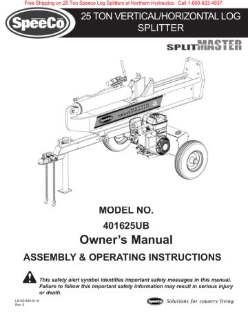 Countyline 25 Ton Log Splitter Manual