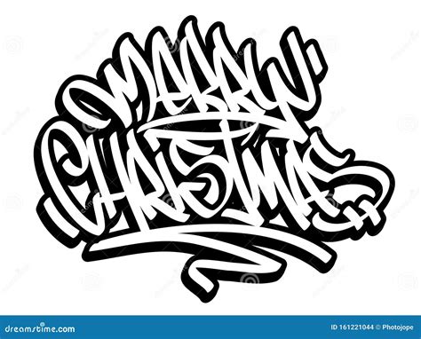 Merry Christmas Graffiti Style Outline Lettering Stock Vector