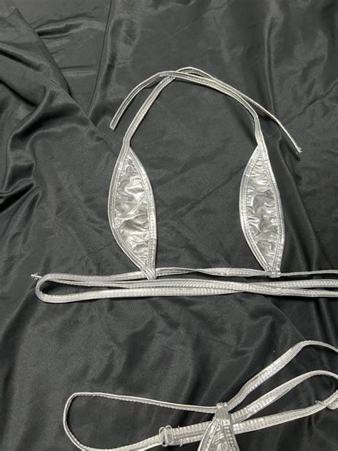 Lingerie Silver Bikini Halter Bikini Micro Bikini Cosplay Bikini G String Women S Fashion New