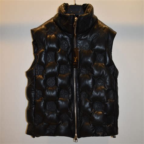 Louis Vuitton Replica Monogram Leather Unisex Puffer Vest Leather Guys