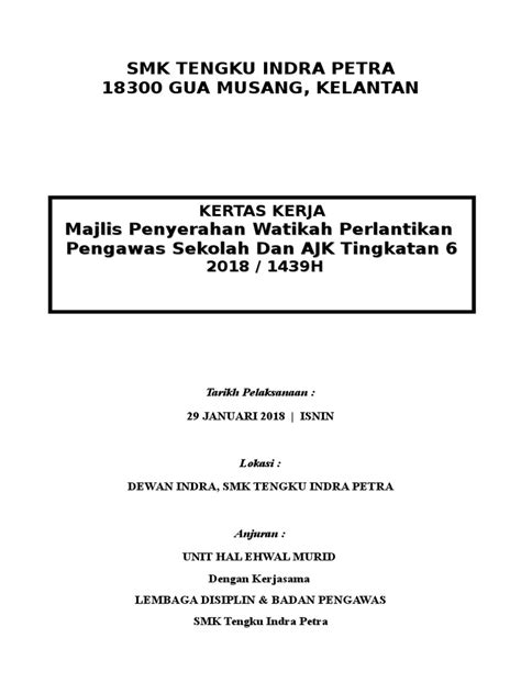 Kertas Kerja Watikah Pengawas 2018 Pdf