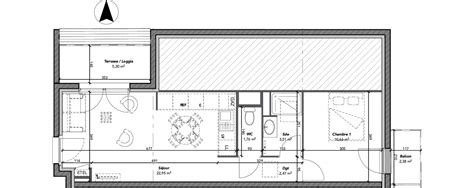 Plan appartement T2 de 41 35 m² neuf à Tours résidence Les Jardins