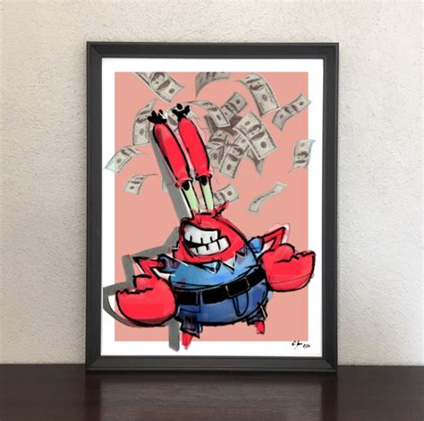 Mr Krabs Spongebob Money Dollar Pop Art Urban Lobster Etsy