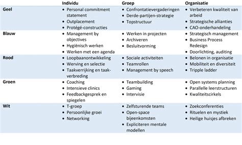 Overzicht Interventies De Caluw En Vermaak Op Managementmodellensite