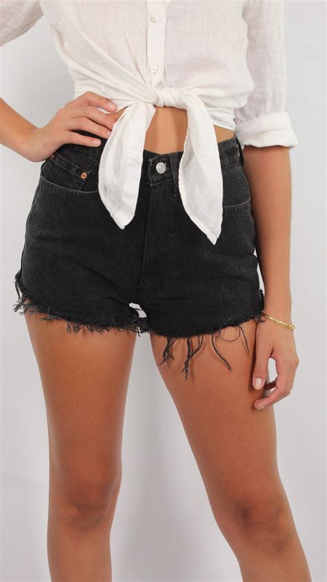 Vintage S Black Levis High Waist Cut Off Denim Shorts Etsy Canada