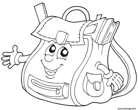 Coloriage Cartable Scolaire Retour Ecole JeColorie