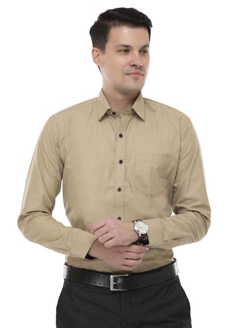 Get Contrast Button Khaki Formal Shirt At Lbb Shop