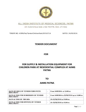 Fillable Online Tender Document For For Supply Installation