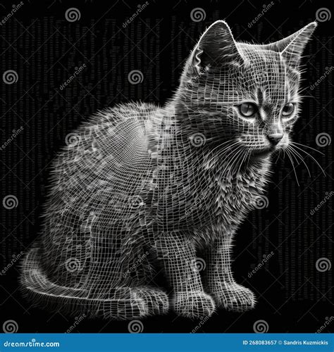 A Cat ASCII Art. Generative AI Stock Illustration - Illustration of ...