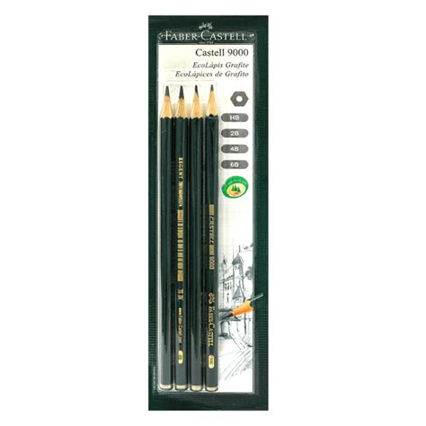 Blíster de 4 lápiz de grafito Faber Castell 9000 HB 2B 4B 6B