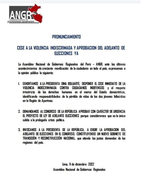 Gobernadores Regionales Demandan Aprobar El Proyecto De Adelanto De