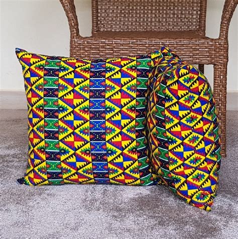 Ankara Print African Fabric Kente Throw Pillow Cover Etsy