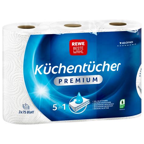 REWE Beste Wahl Küchentücher Premium 3 lagig 3x75 Blatt bei REWE