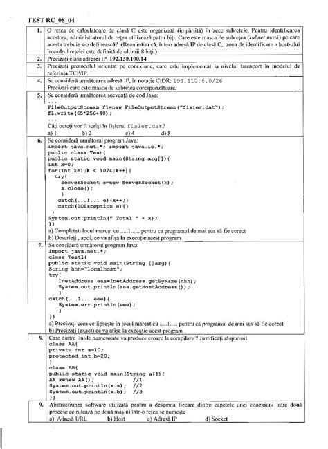 Pdf Retele De Calculatoare Modele De Subiecte Dokumen Tips