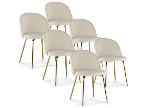 Lot De Chaises Cecilia Velours Beige Pieds Or