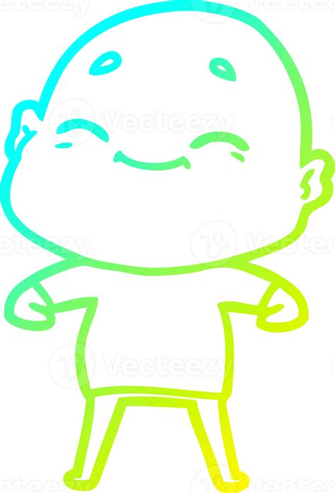 Cold Gradient Line Drawing Of A Happy Cartoon Bald Man 45096103 Png