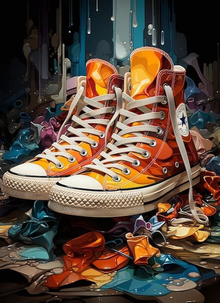 Premium AI Image | A colorful array of converse sneakers all layered