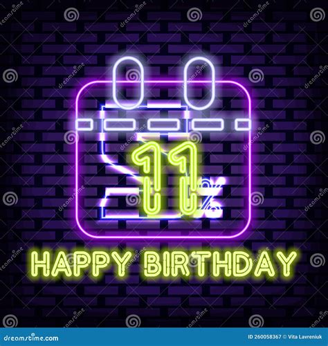 11 Year Old Happy Birthday 11th Neon Signboards Neon Script Light