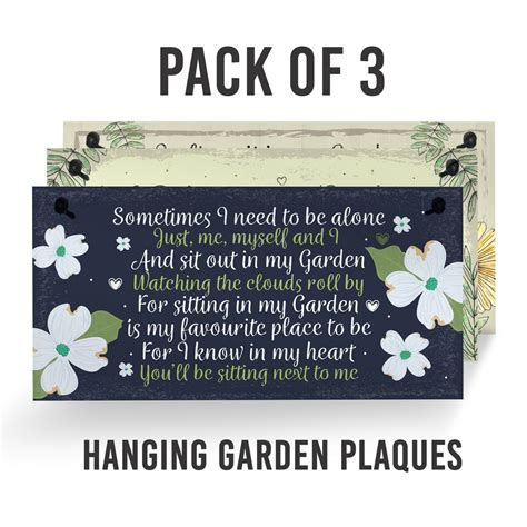 Garden Memorial PACK OF 3 Hanging Signs For Garden Shed