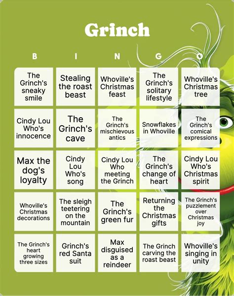 Grinch Bingo: Printable & Customizable - Bingo Card Creator