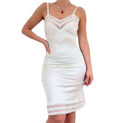 S Rare Vintage White Slip Dress S Gem