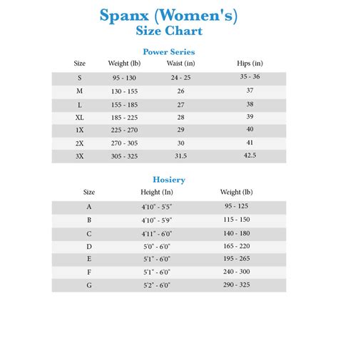 Spanx Higher Power Capri Size Chart A Visual Reference Of Charts