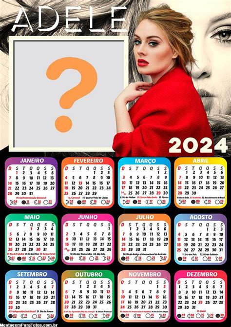 Calendário 2024 Adele Colagem Online Colagem De Foto