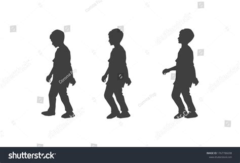 Set Boy Walk Silhouette Vector Isolated Stock Vector (Royalty Free ...