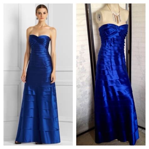 Bcbgmaxazria Dresses Bcbg Max Azria Satin Long Strapless Blue Gown