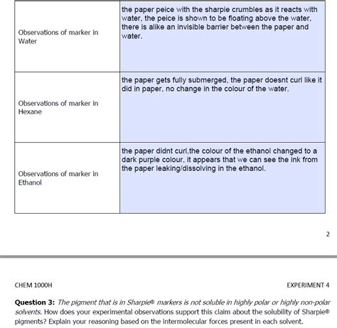 Solved Chem H Experiment Question The Pigment That Chegg