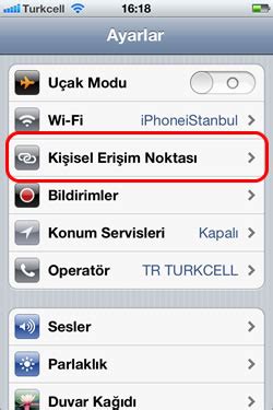 iPhone u Kablosuz Modem Olarak Kullanın