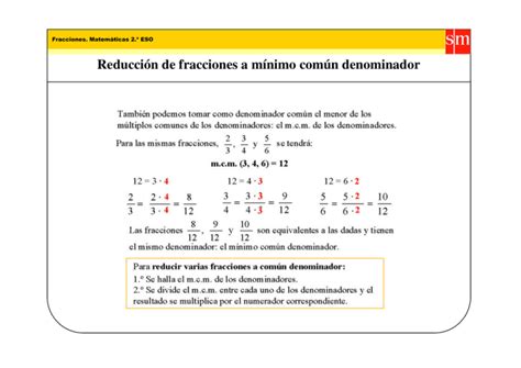 Reducción de fracciones a mínimo común denominador pdf 111 kb