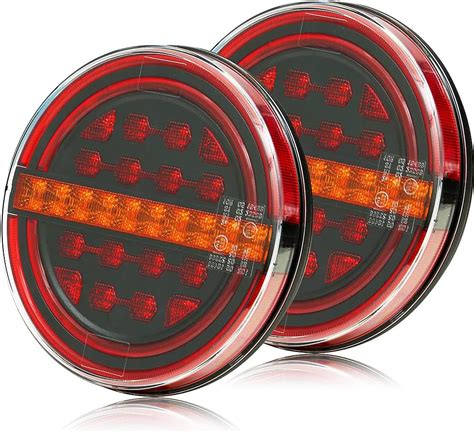 Hawkeye 2Pcs Round Led Trailer Rear Lights Hamburger Truck Tail Lights