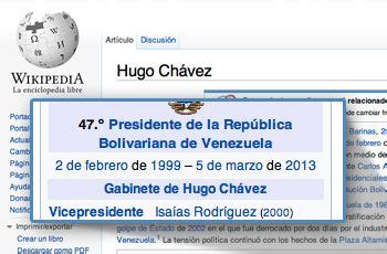 Wikipedia Actualiza La Biograf A De Hugo Ch Vez Agregando La Fecha De