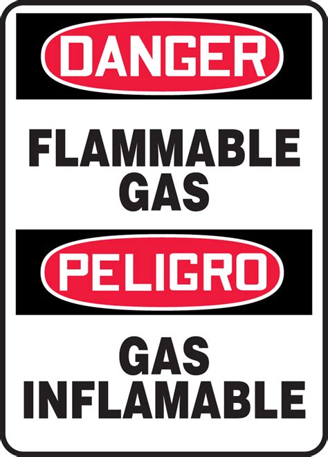 Flammable Gas Bilingual Osha Danger Safety Sign Sbmchg049