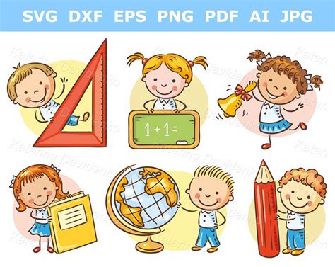 School Children Clipart Set of Cartoon School Kids Clipart - Etsy