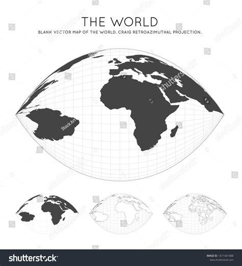 Map World Craig Retroazimuthal Projection Globe Stock Vector (Royalty ...