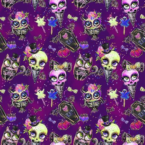 Halloween Sugar Fabric Skull Fabric Knit Fabric Cotton Fabric Cat Fabric Witch Fabric