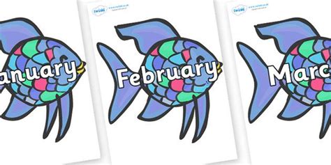 Months Of The Year On Rainbow Fish Rainbow Fish Fish Under The Sea