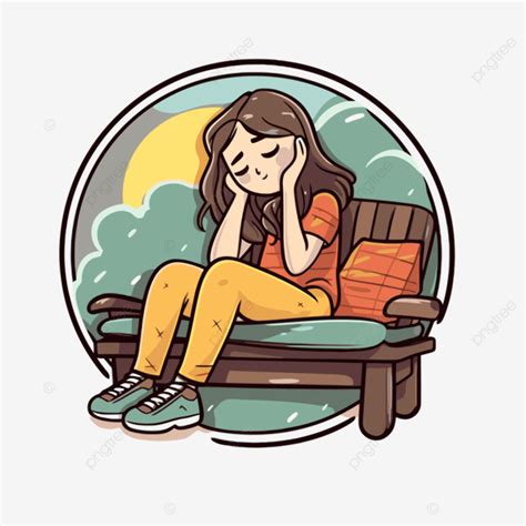 Menina Triste Sentada No Banco Ilustra O Vetorial Clipart Png Em