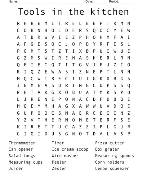 Tools In The Kitchen Word Search Wordmint