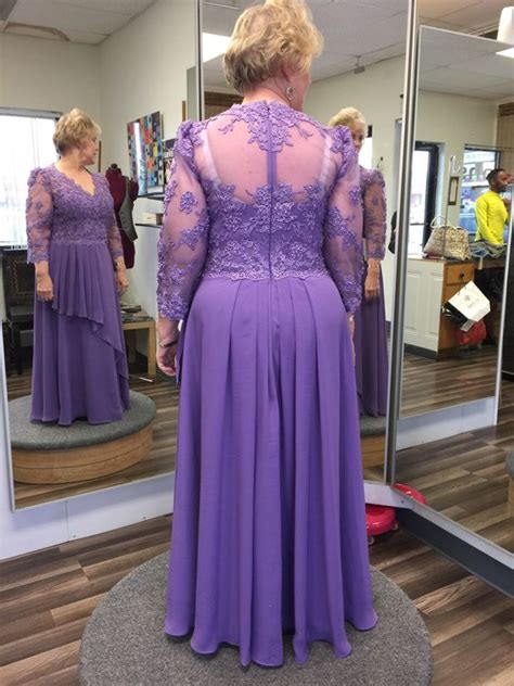 Elegant Lace And Chiffon Purple Mother Of The Bride Dress With Long Sleeves · Sugerdress