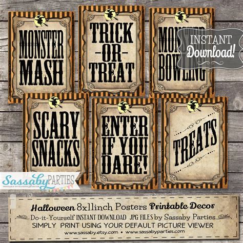 Halloween Party/Game Signs INSTANT DOWNLOAD Trick or | Etsy