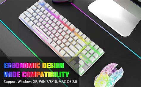 Wireless Gaming Keyboard And Mouse Combo With 87 Key Rainbow Led Backlight Rechargeable 3800mah