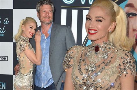 Gwen Stefani Wears Nude Dress At Event With Blake Shelton