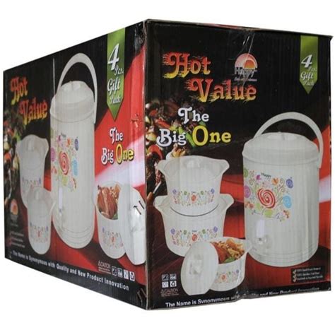 4 Pcs Hot Value Hot Pot Cooler Set 3 Food Warmer 1 Water Cooler Daraz Pk