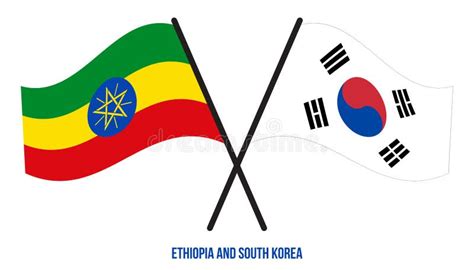 Ethiopia And South Korea Flags Together Fabric Texture Illustration